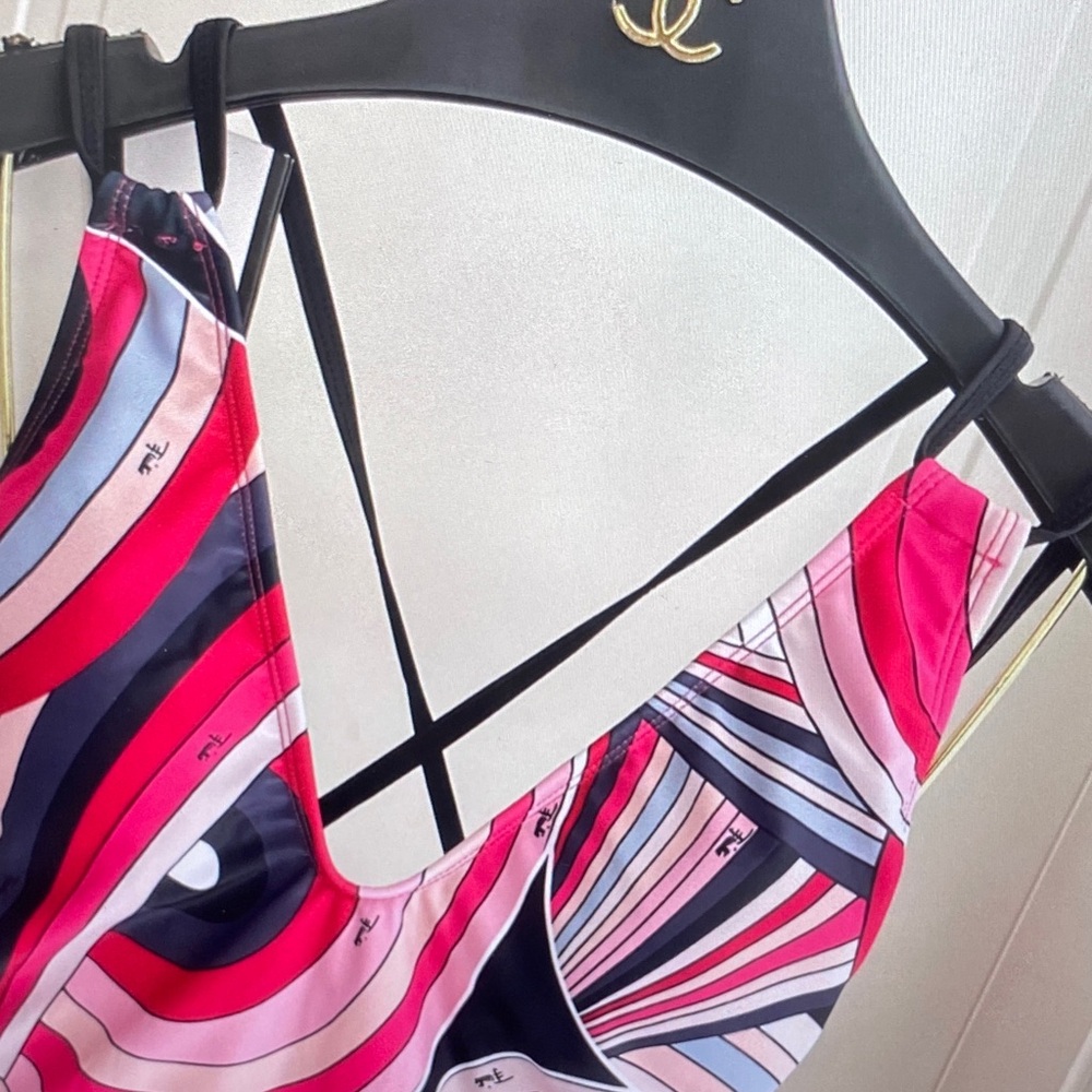 Emilio Pucci Pink Black Multicolor Graphic Print Bodysuit - Picture 2 of 10